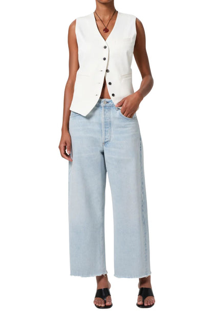 Ayla Raw Hem Crop in Sailor