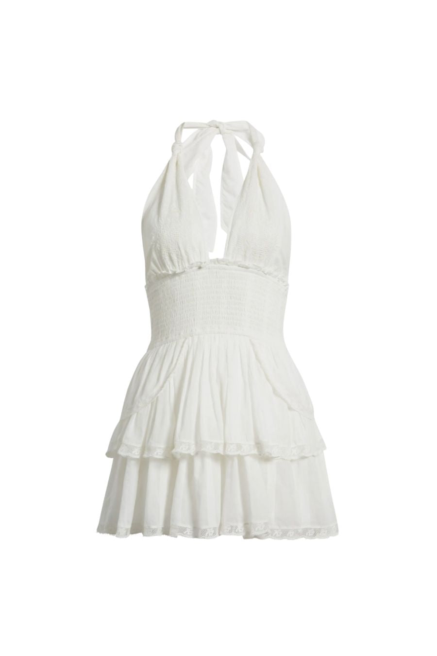 Deanna Heritage Halter Mini Dress in True White