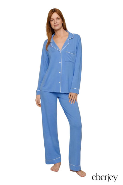 Gisele TENCEL™ Modal Long PJ Set in Cornflower Blue/White