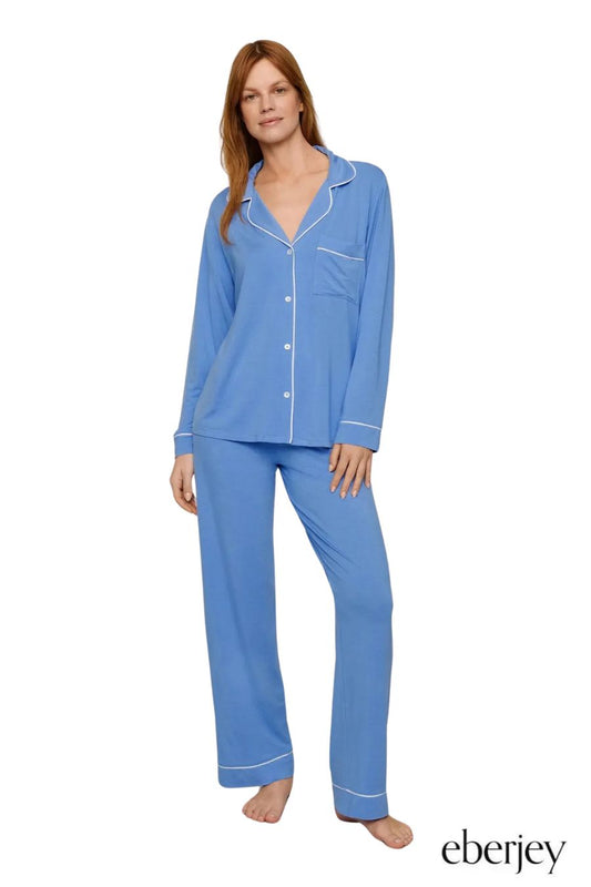 Gisele TENCEL™ Modal Long PJ Set in Cornflower Blue/White