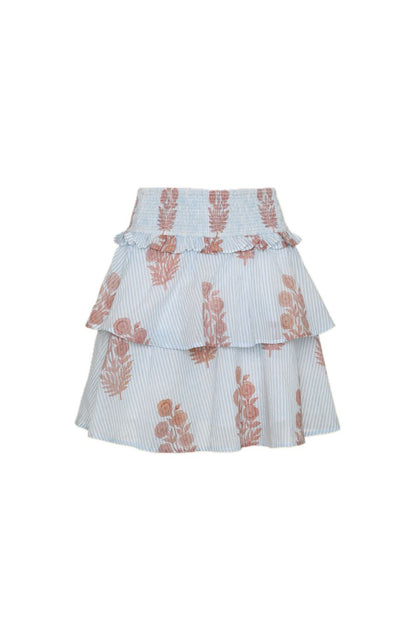 Veda Skirt in Poppy Stamp & Thin Stripes