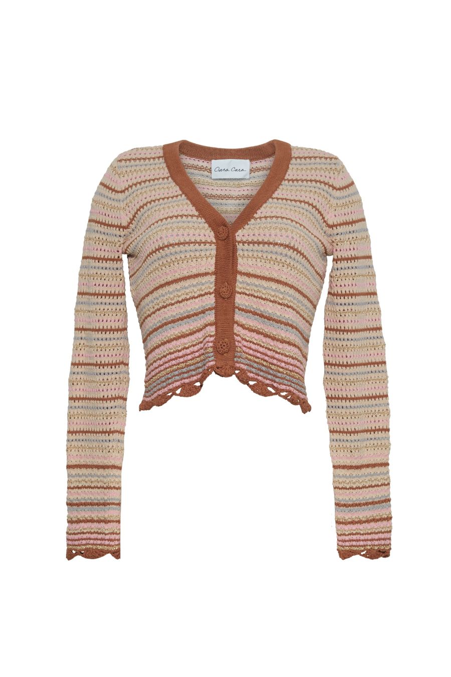 Lilana Cardigan in Clay Striped Lurex Crochet
