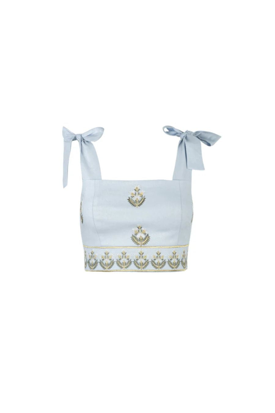 Begum Crop Top in Light Blue & White