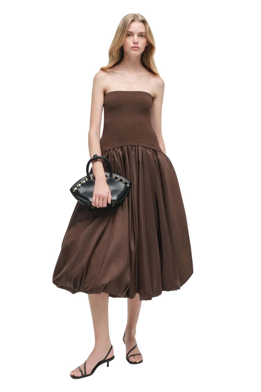 Izzy Strapless Taffeta Midi Dress