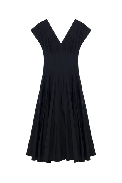 Nina Cotton Midi Dress in Midnight
