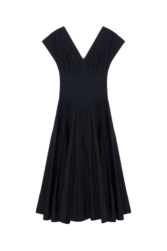 Nina Cotton Midi Dress in Midnight