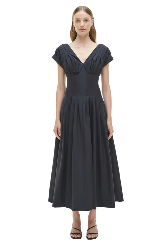 Nina Cotton Midi Dress in Midnight