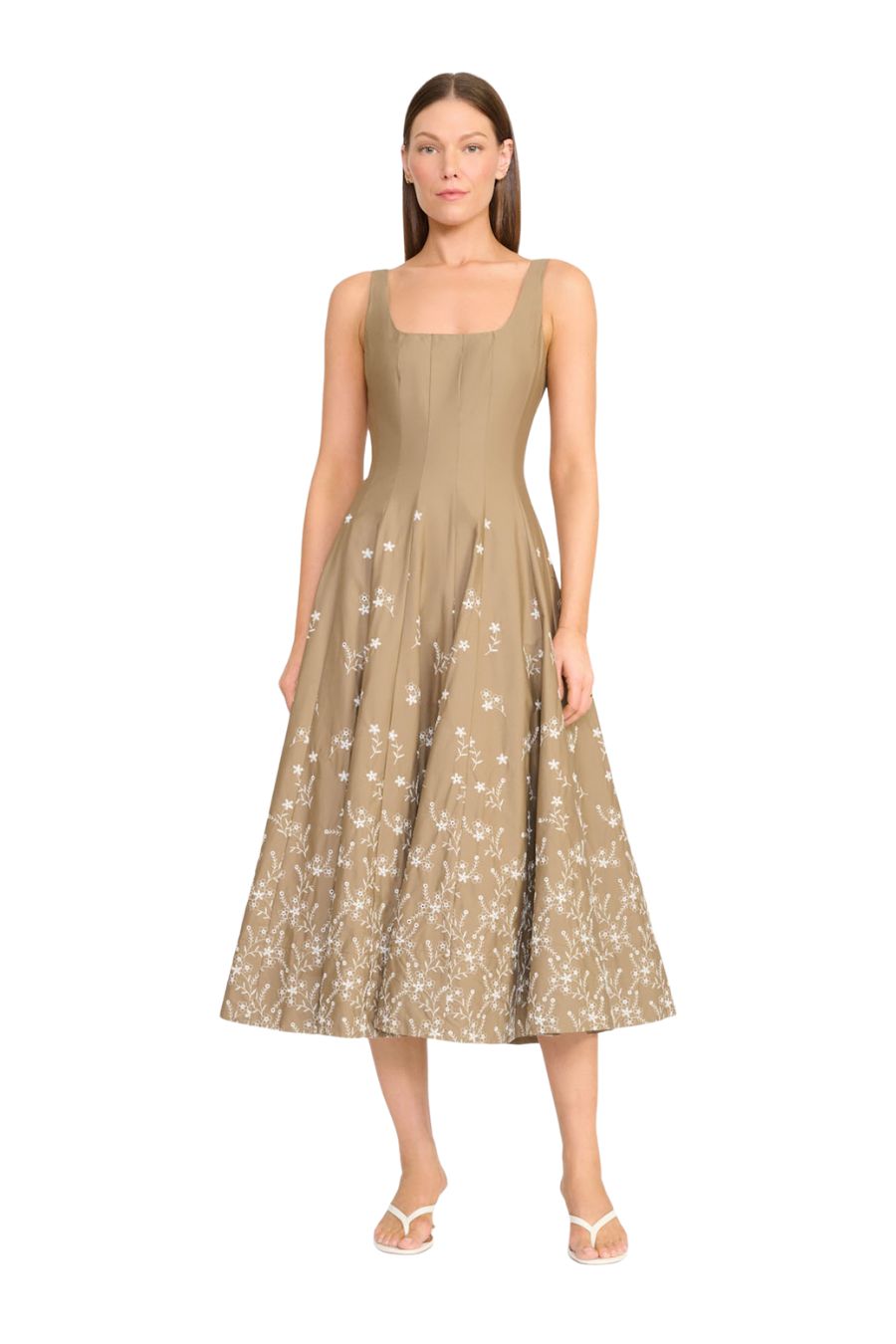 Wells Dress in Taupe Embroidery