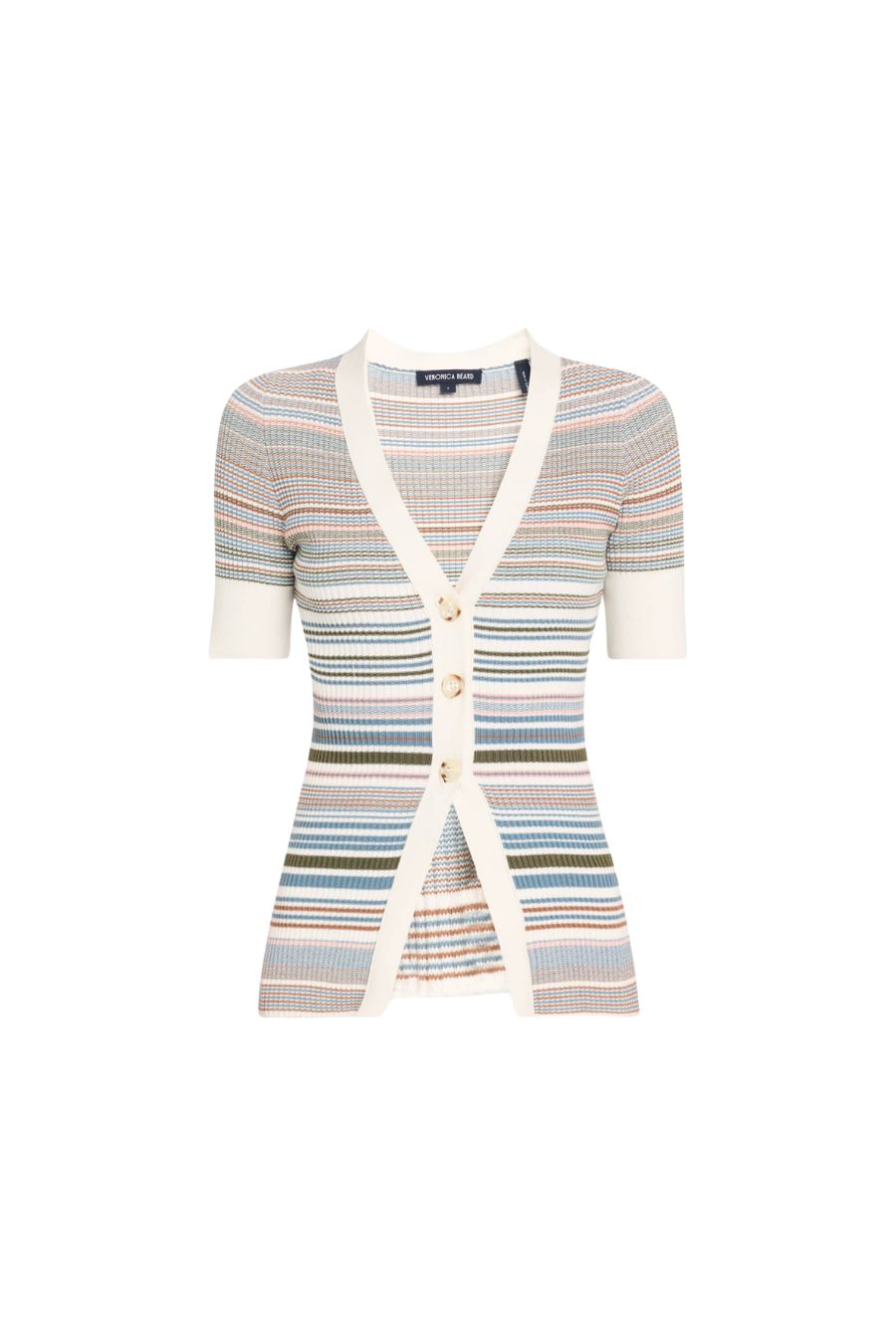 Fawne Stripe Short-Sleeve Cardigan