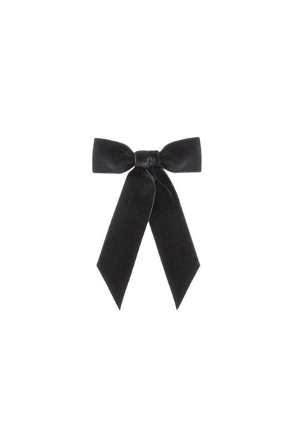 Wide Velvet Bow Barrette in Black