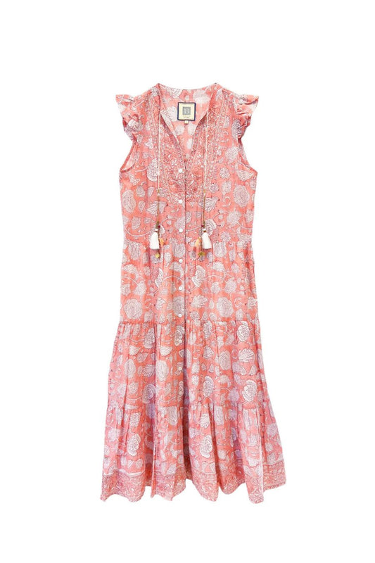 Lolita Midi Dress in Peach