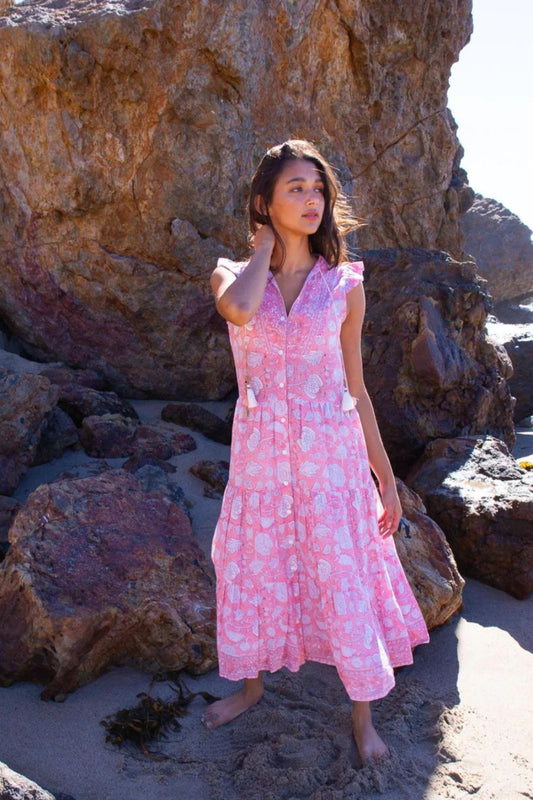 Lolita Midi Dress in Peach