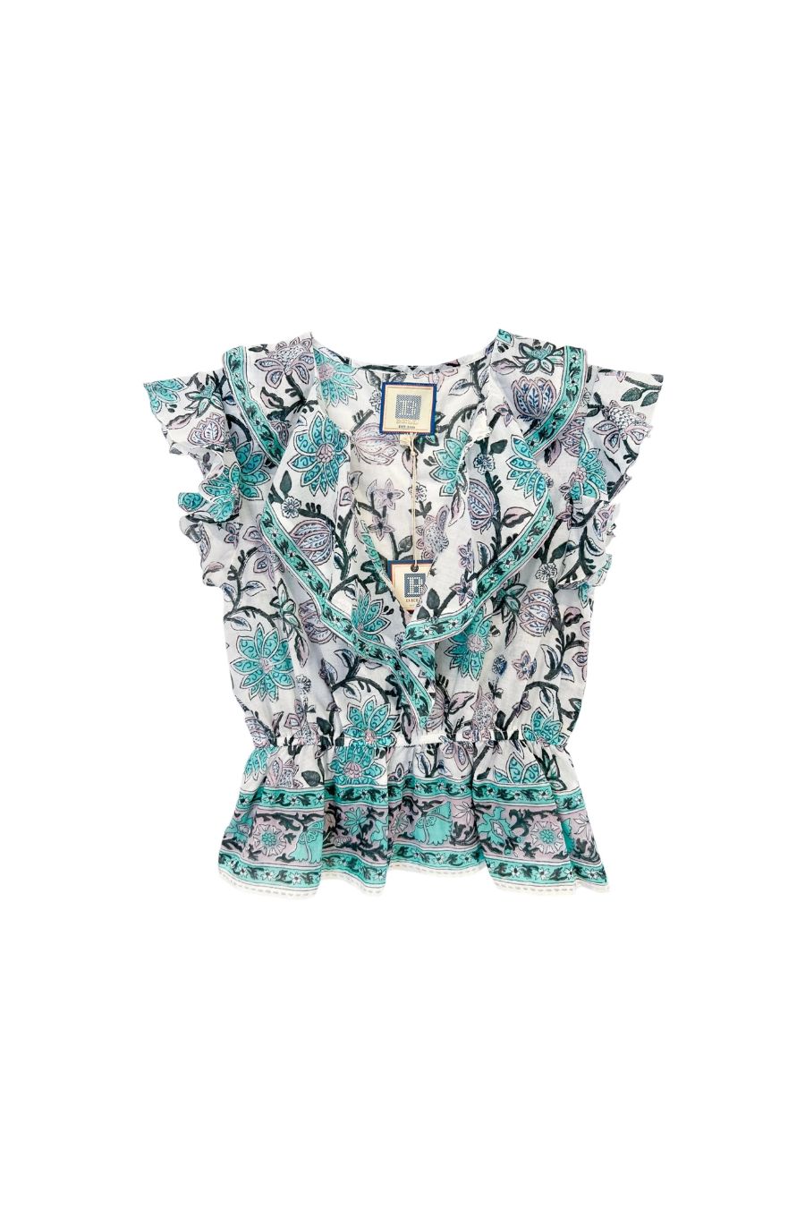 Sylvie Top in Turquoise/Purple Floral