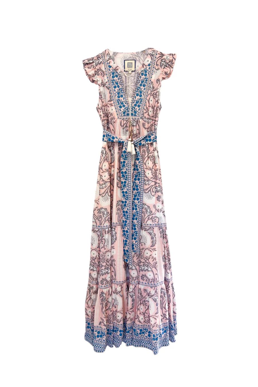 Lola Maxi Dress in Salmon/Teal