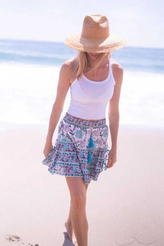 Millie Mini Skirt in Turquoise/Purple Floral
