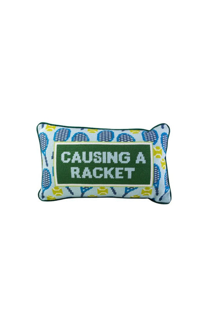 Causing a Racket Needlepoint Pillow