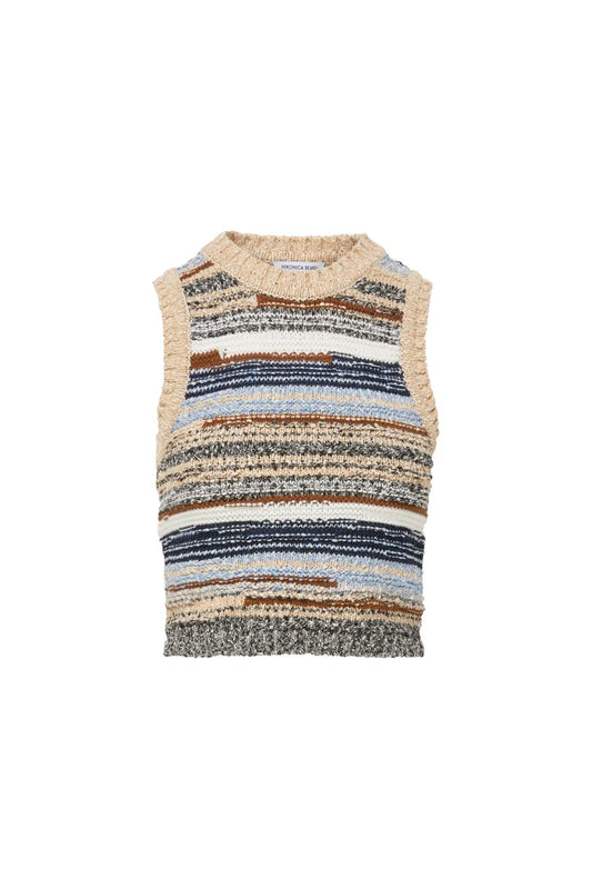 Jerrel Wool-Blend Cropped Tank Top in Whisky Multi