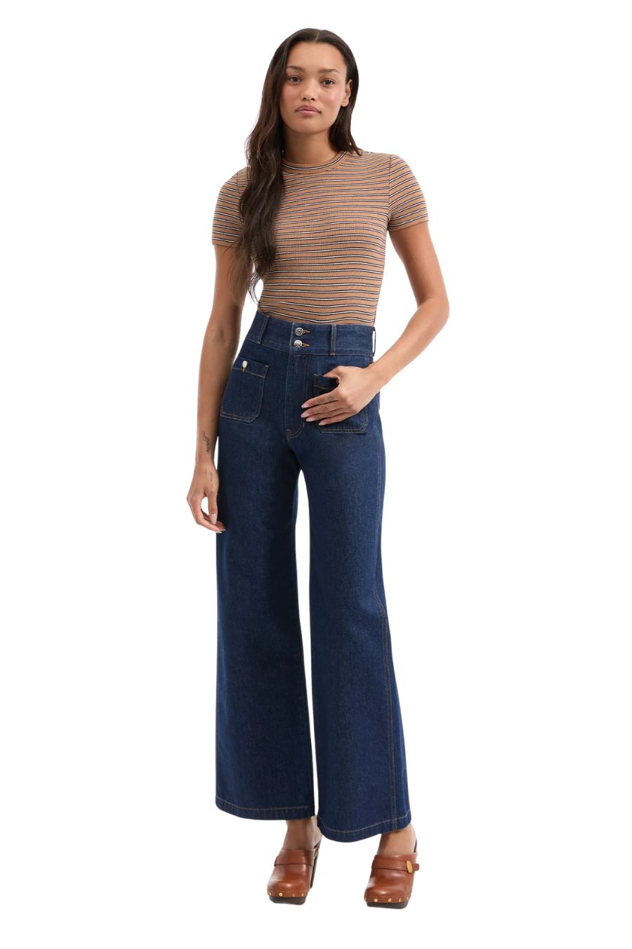 Taylor Patch-Pocket Wide-Leg Jean in Indigo Rinse