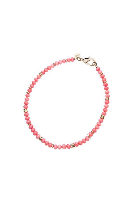 Gumdrop Beaded Necklace in Coral