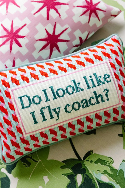 Fly Coach Needlepoint Pillow