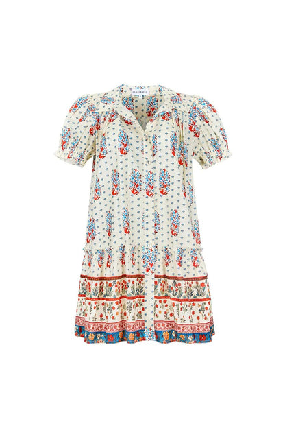 Drifter Mini Dress in Fall Floral Cream