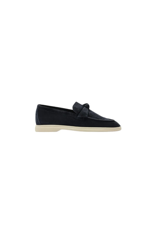 Clarita Knotted Suede Loafers in Twilight Blue