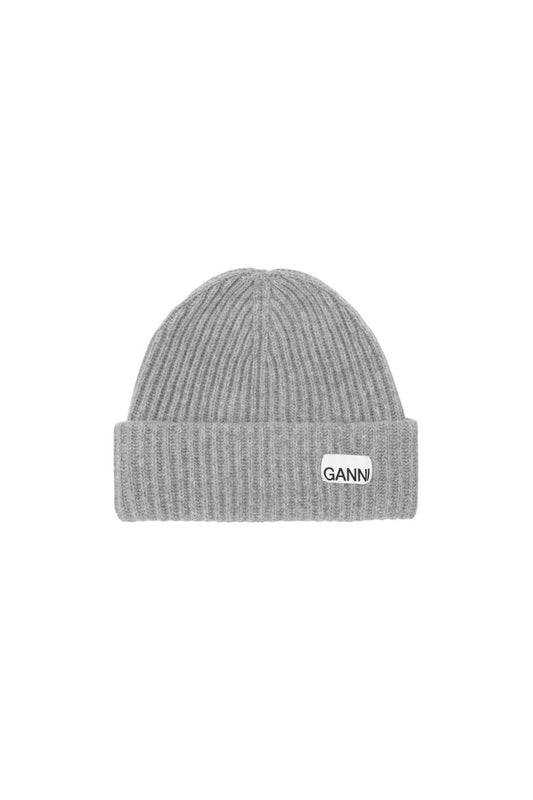 Oversized Wool Rib Knit Beanie in Paloma Melange