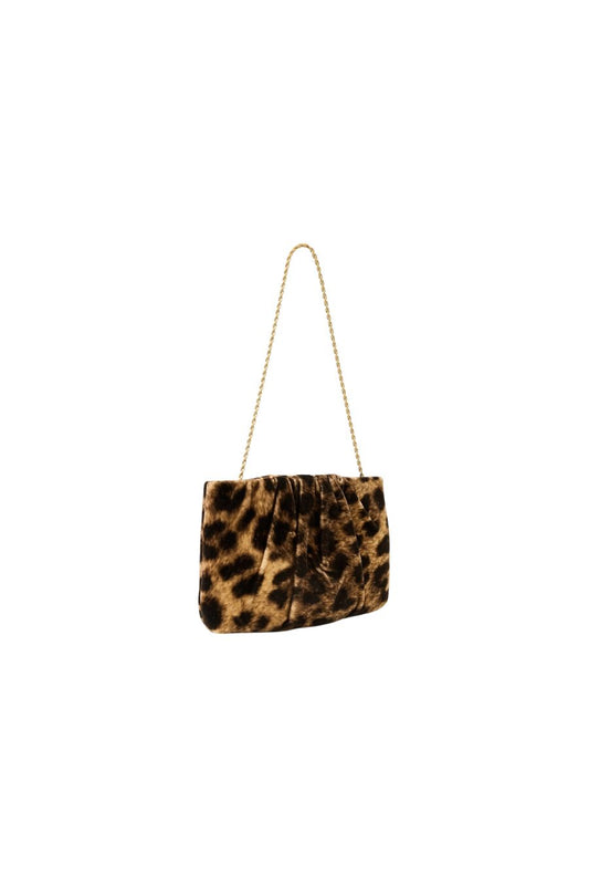 Serena Gathered Clutch in Leopard