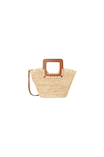 Shirley Raffia Mini Bucket in Natural/Tan