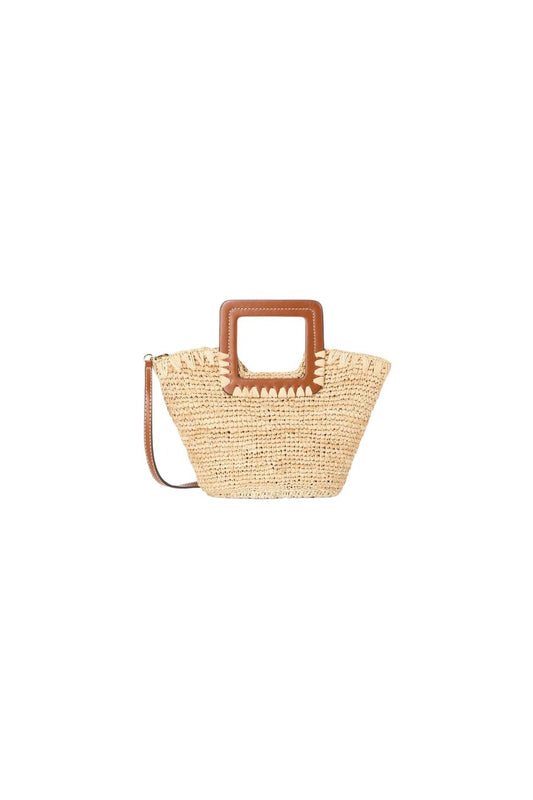 Shirley Raffia Mini Bucket in Natural/Tan