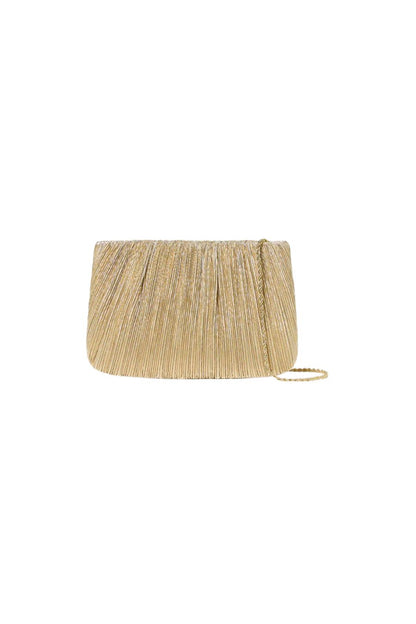 Brit Gold Lamé Pleated Clutch