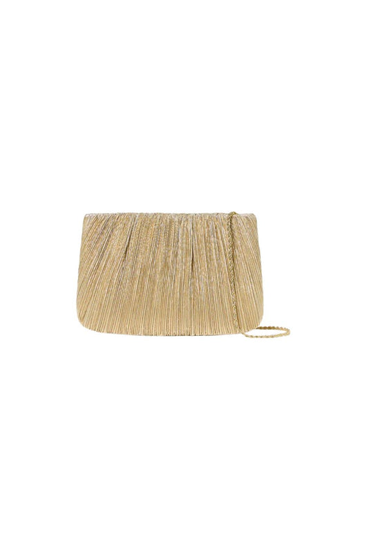 Brit Gold Lamé Pleated Clutch