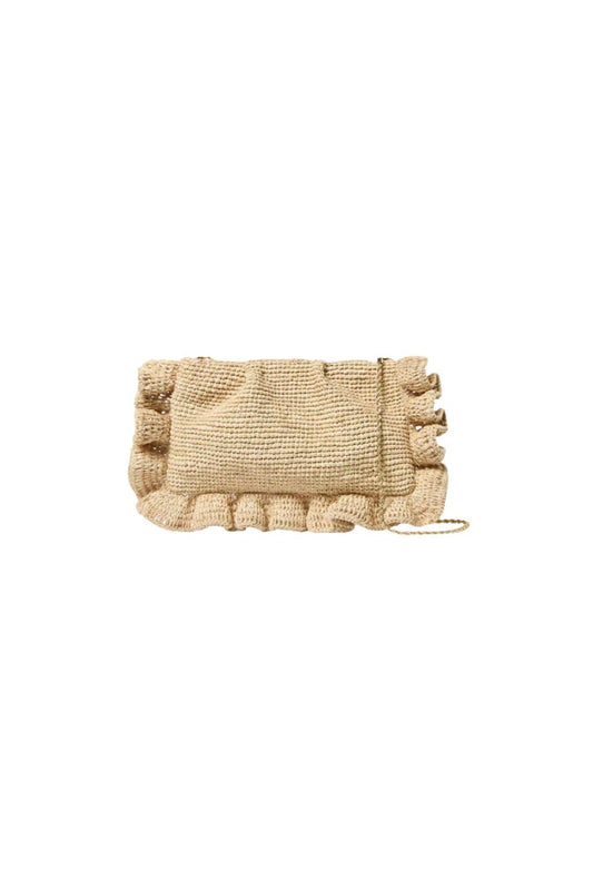 Mavis Natural Raffia Ruffle Clutch