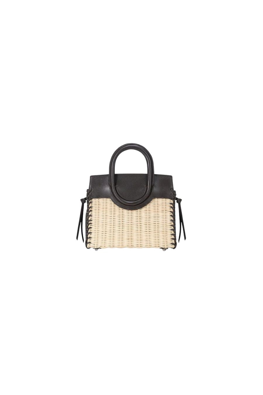 Maude Mini Wicker Carryall in Natural Espresso
