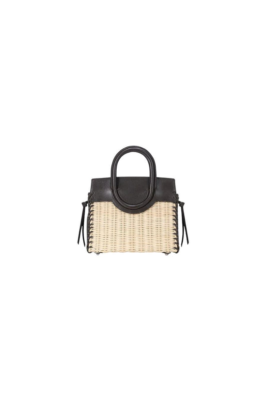 Maude Mini Wicker Carryall in Natural Espresso