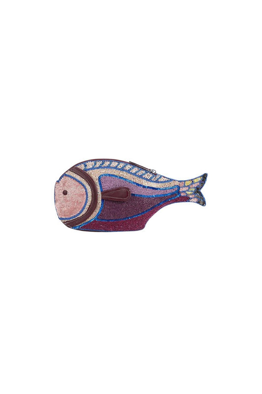 Pesce Beaded Clutch in Ultraviolet