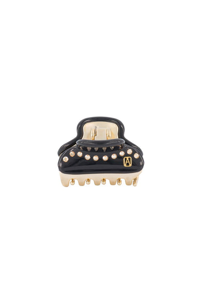 Small Vendome Hair Clip in Black/Crystal