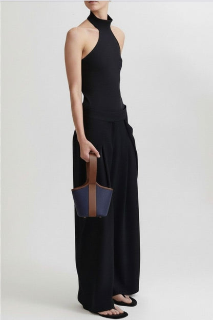 Narita S Verneuil Canvas Navy Mini Sellier Brown