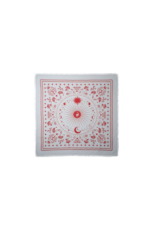 Cosmic Rodeo Cashmere Bandana Sweater Wrap in Azure/Poppy