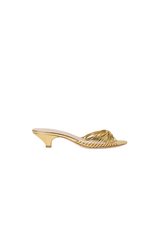 Dixie Gold Leather Kitten Heel