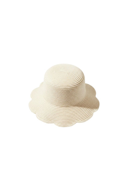 Small/Medium Scallop Crochet Bucket in Natural