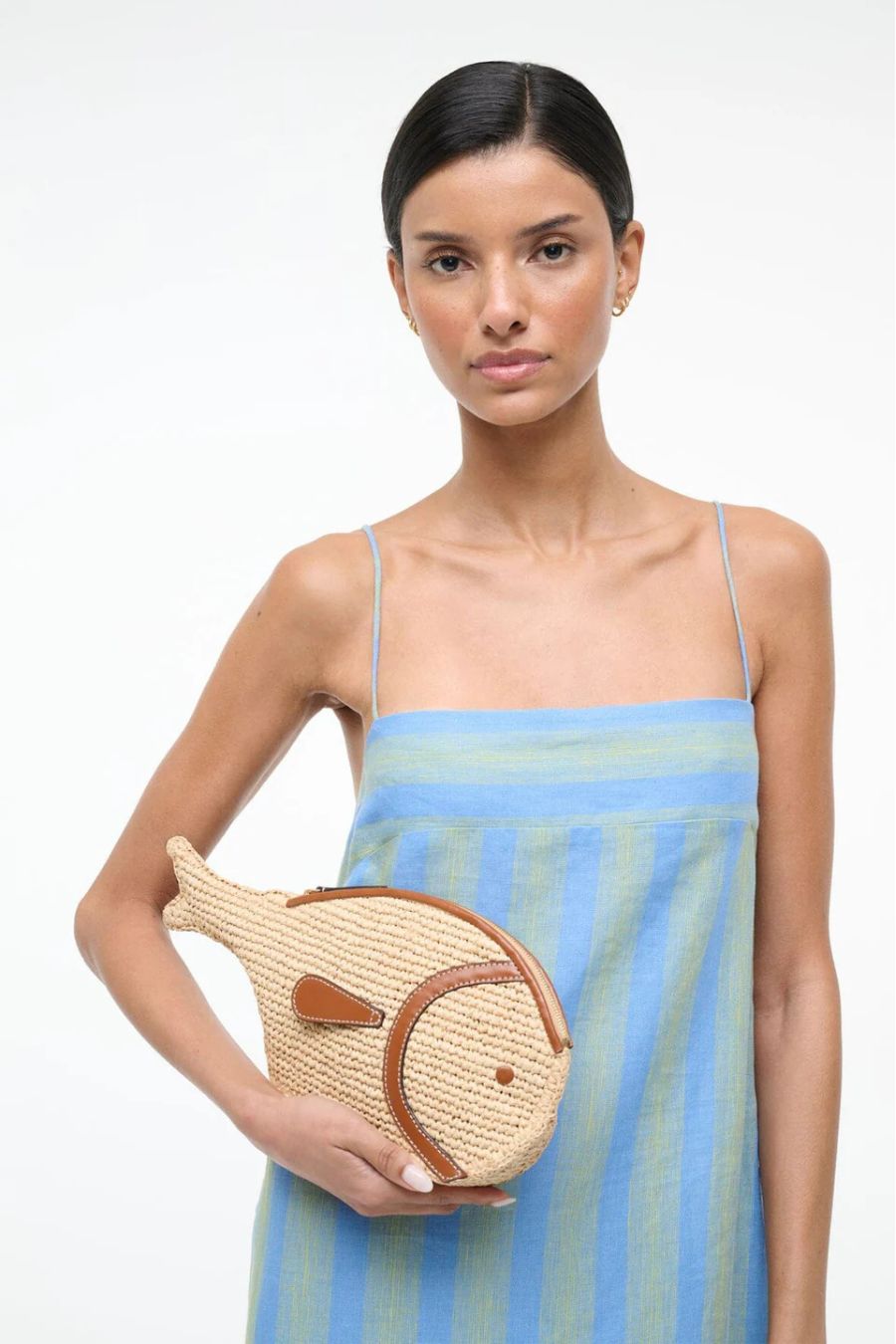 Pesce Raffia Clutch in Natural Tan