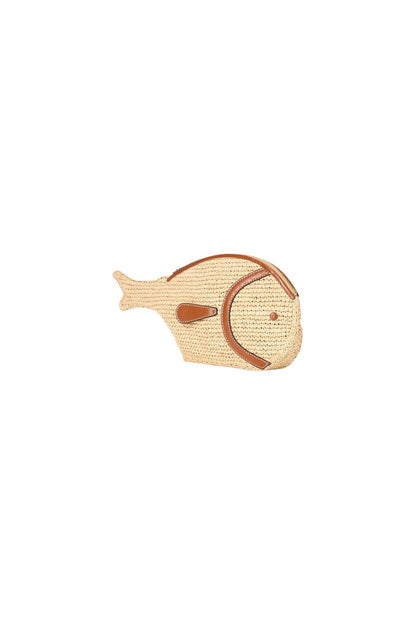Pesce Raffia Clutch in Natural Tan
