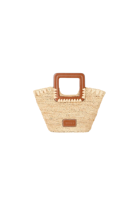 Shirly Raffia Mini Bucket Bag in Natural Tan