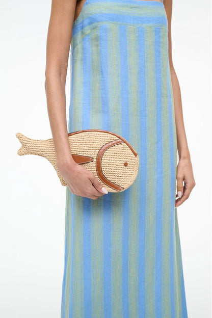 Pesce Raffia Clutch in Natural Tan