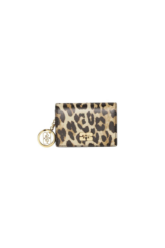 Leopard GANNI Bou Card Holder With Flap