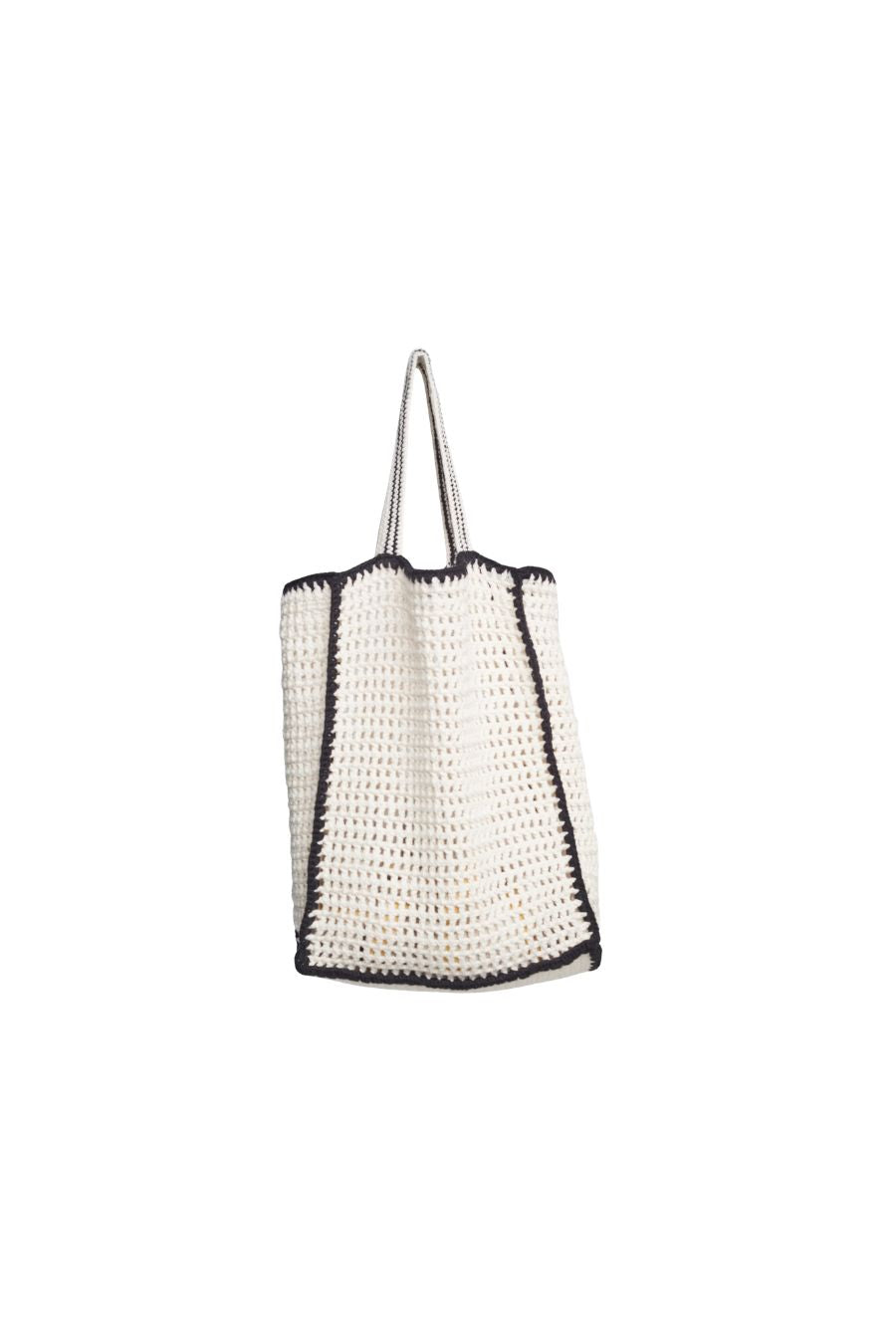 Vera Crochet Tote Bag in Ivory/Black