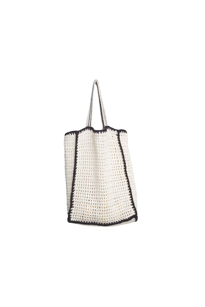 Vera Crochet Tote Bag in Ivory/Black