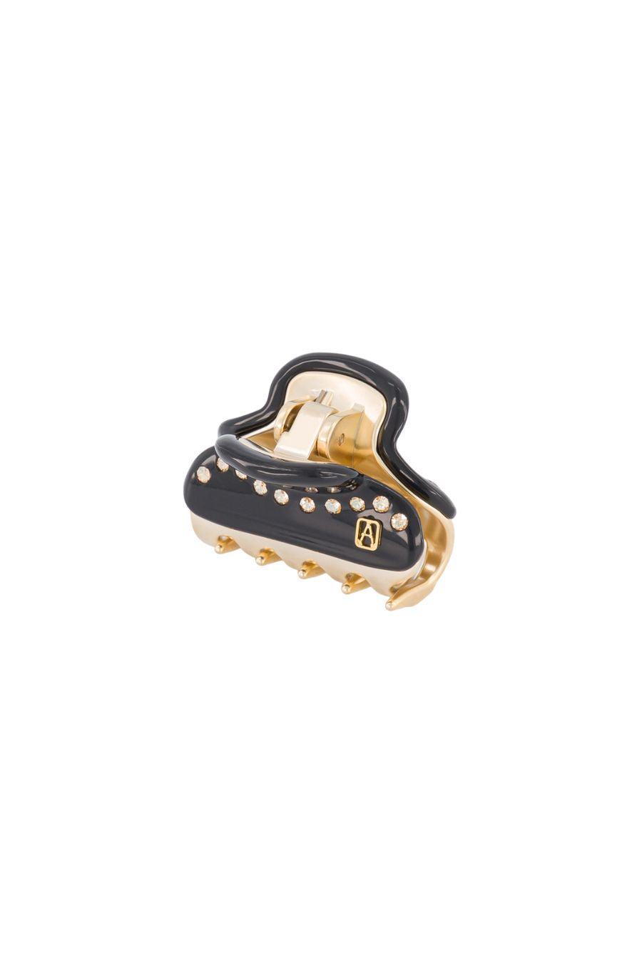 Small Vendome Hair Clip in Black/Crystal
