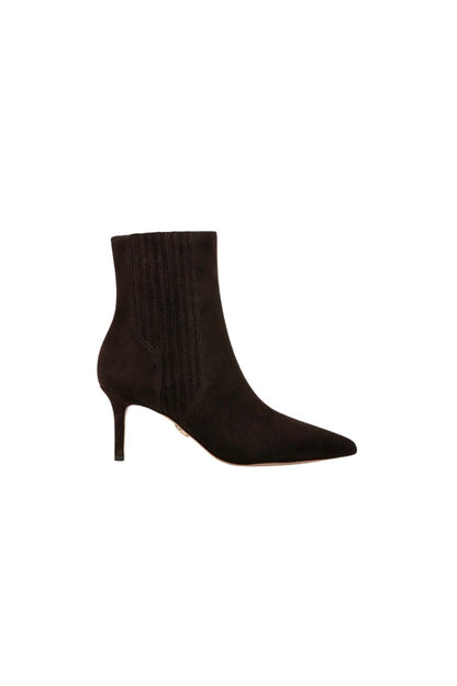 Lisa Suede Mid-Heel Bootie in Espresso